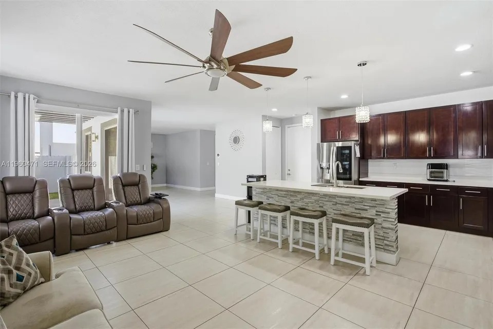 Open living and kitchen area